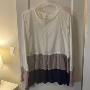 Long sleeve color block tee